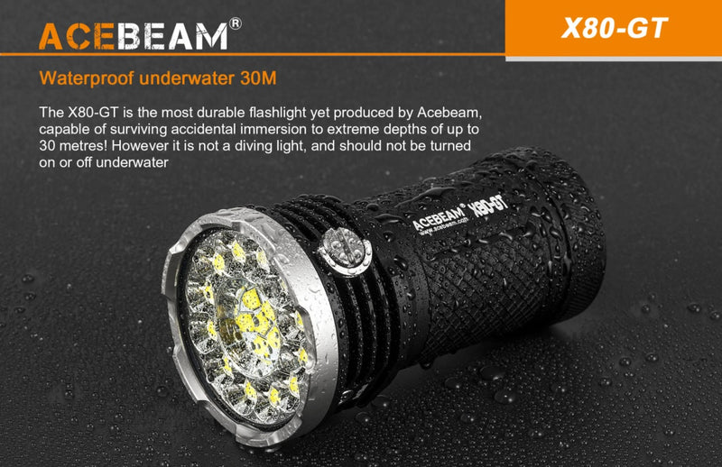 Acebeam X80GT with Waterproof underwater 30 meter