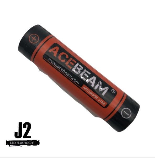 Acebeam IMR 18650 3100mAh 3.6 V Protected High-Drain Lithium Ion (Li-ion) Button Top Battery x 2 in hard plastic case