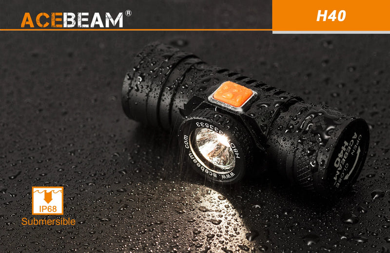 Acebeam H40 LED Headlamp with IP68 Submersible.
