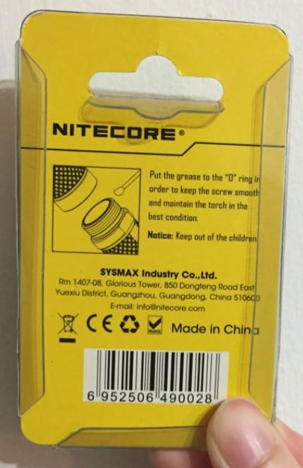 Back of Packaging of Nitecore SG7 Silicone Grease