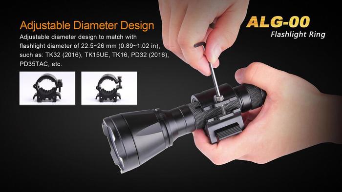 Fenix ALG-00 Flashlight Ring has adjustable Diameter Design
