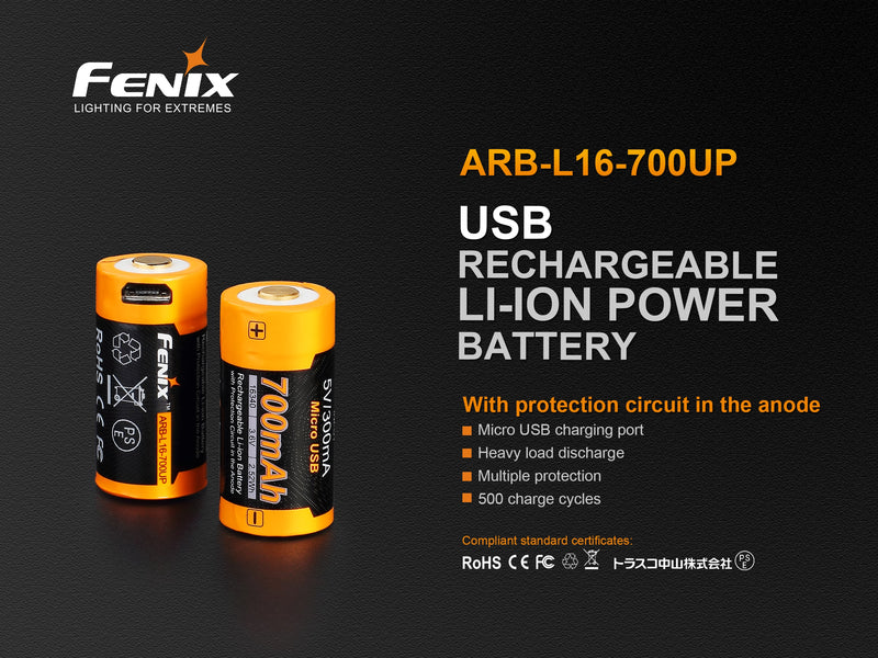 Fenix ARB L16 700 UP is a USB Rechargeable Li-ion Power Battery