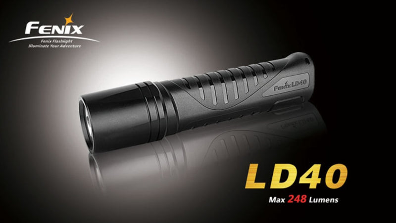 Fenix LD40 flashlight poineering Outdoor Flashlight with 248 lumens.
