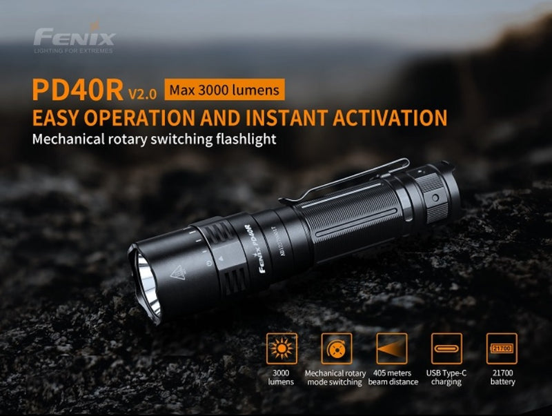 Fenix PD40R V2.0 Maximum 3000 lumens led flashlight.