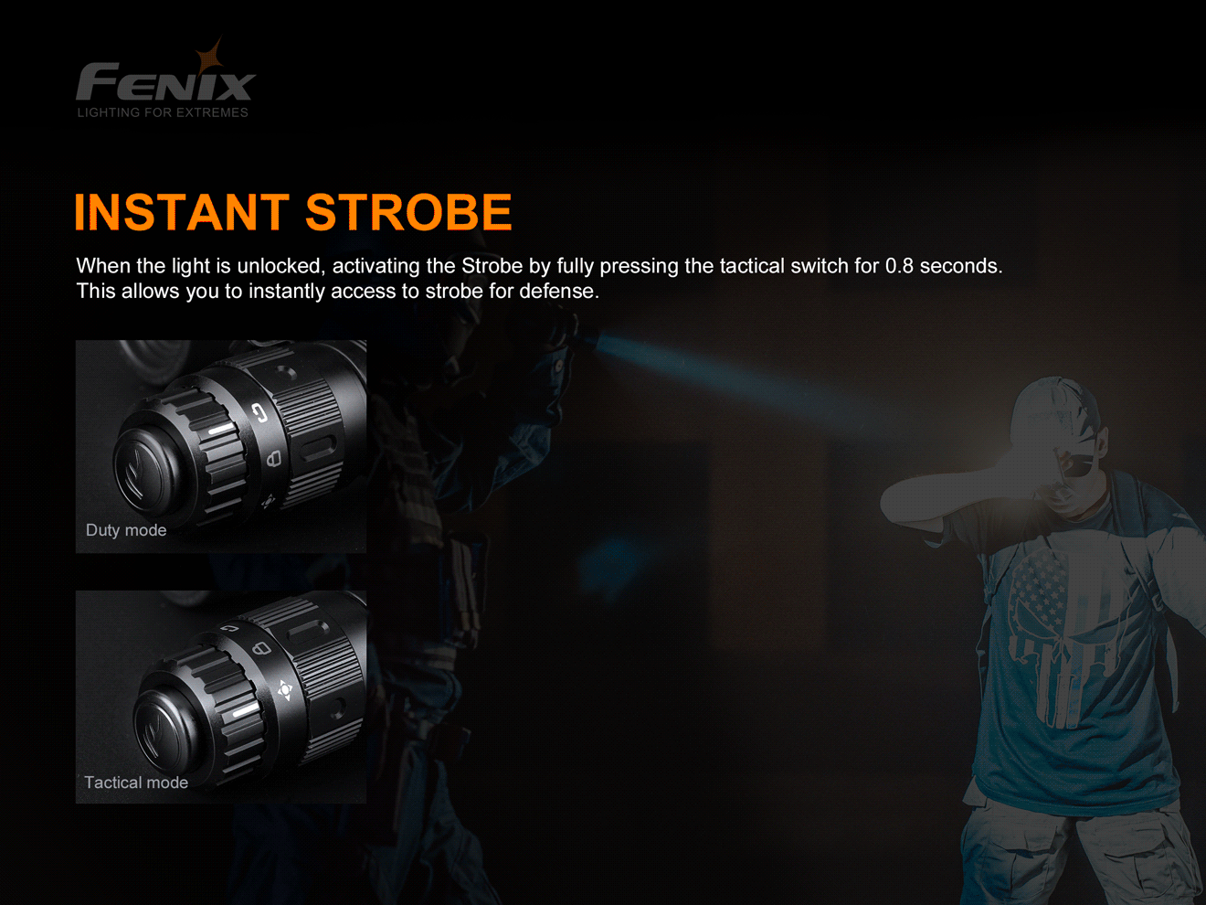 Fenix TK15 TAC has instant strobe.