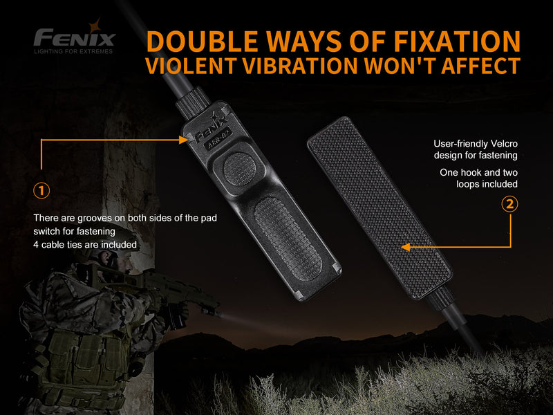 Fenix AER-02 Tactical Remote Pressure Switch is a double ways of fixation violent vibration won't affect.