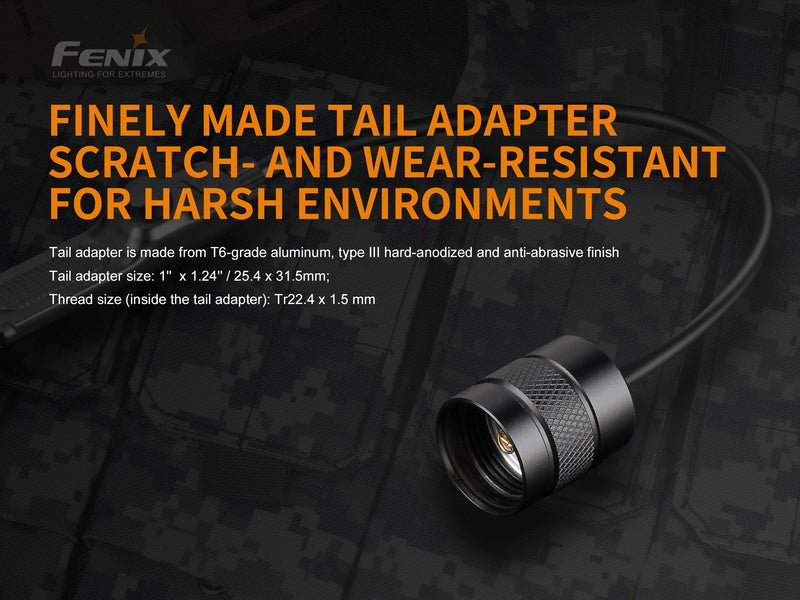 Fenix AER-02 Tactical Remote Pressure Switch is finely made tail adapter that is scratch and wear resistant for harsh environments.
