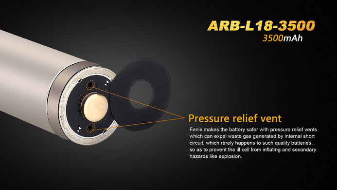 Fenix ARB L18 3500 Rechargeable Li-ion Battery has pressure relief vent