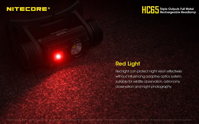 NITECORE HC65 1000 Lumen White / Red / High CRI USB headlamp