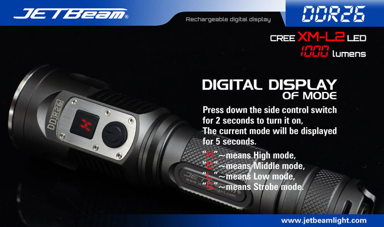 JETBeam DDR26 Cree XM-L2 LED Flashlight 1000 lumens