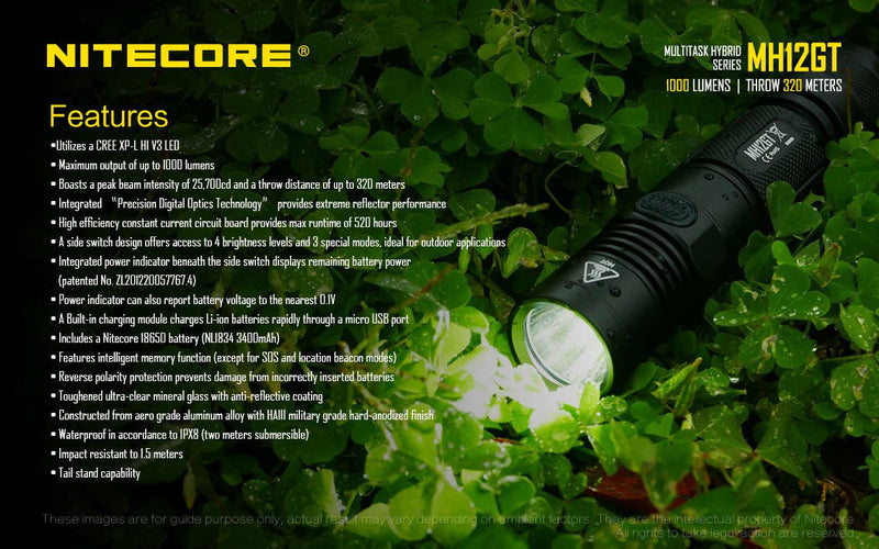 Nitecore MH12GT Rechargeable LED Flashlight + Bestech Knives Paladin D