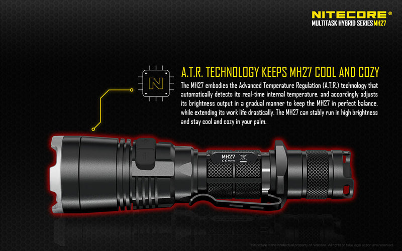 Nitecore MH27 RGB LED USB Flashlight XP-L HI Cree LED With 18650 3600mAh Lithium Battery