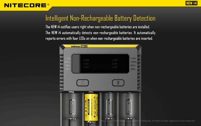 Nitecore i4 charger has inteligent Non Rechargeable Battery Detection.