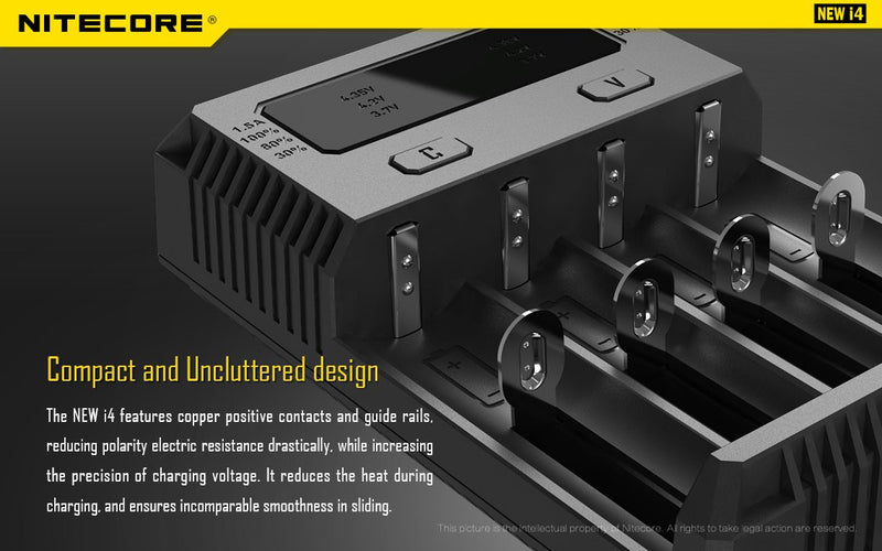 Nitecore i4 charger is compact and uncluttered design.