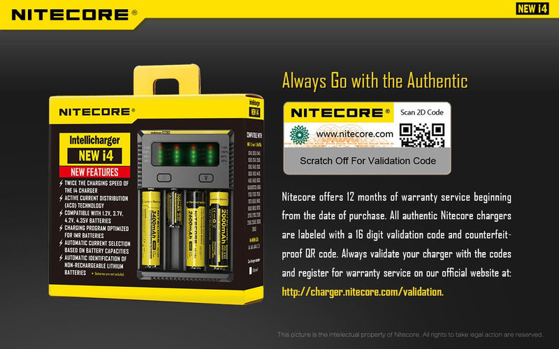Always go with the Authentic Nitecore i4 charger.