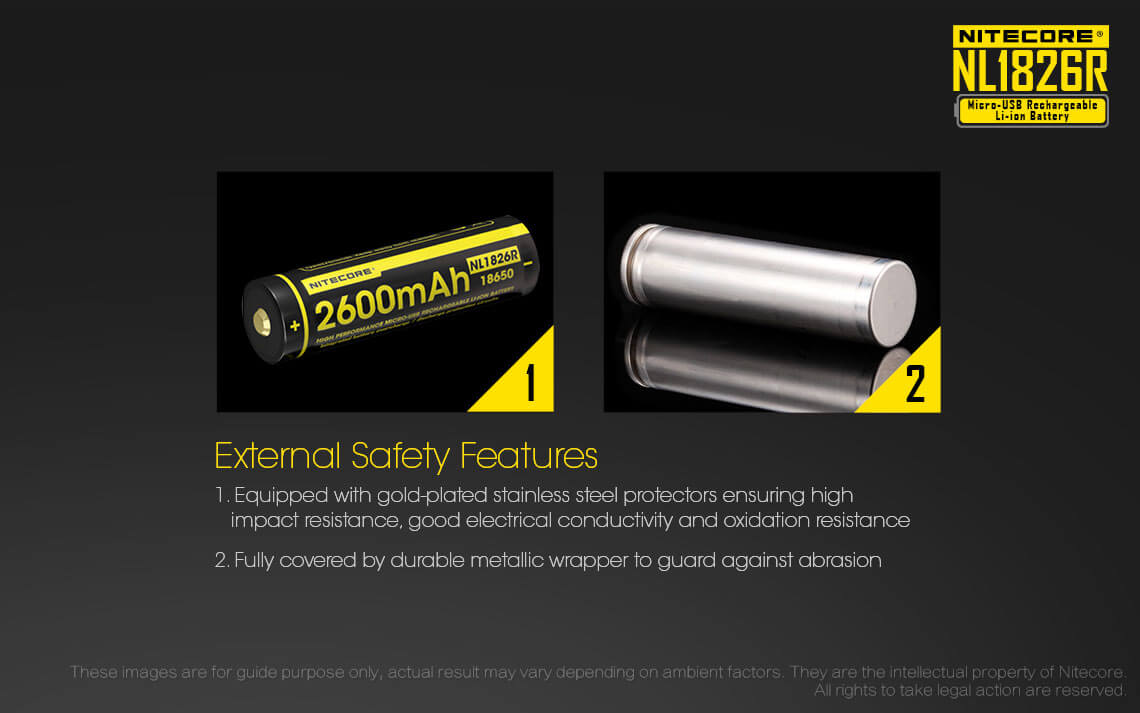 Nitecore NL1826R Micro USB Rechargeable Li-ion Battery 2600 mAh