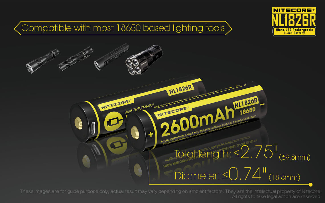 Nitecore NL1826R Micro USB Rechargeable Li-ion Battery 2600 mAh