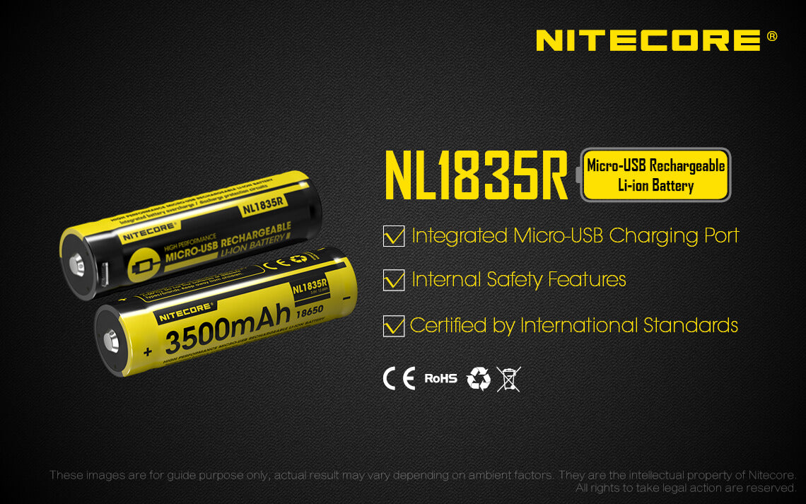 Nitecore  NL1835R 3500mAh Micro USB Rechargeable Li-ion Battery