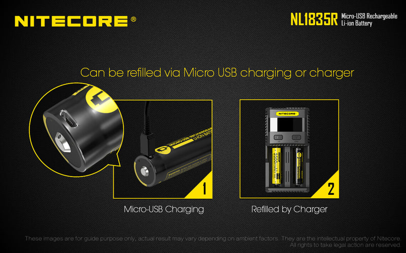 Nitecore  NL1835R 3500mAh Micro USB Rechargeable Li-ion Battery