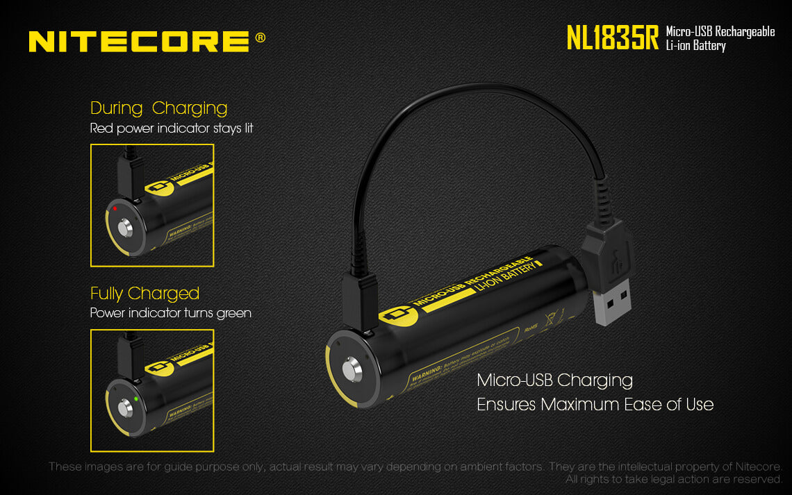 Nitecore  NL1835R 3500mAh Micro USB Rechargeable Li-ion Battery