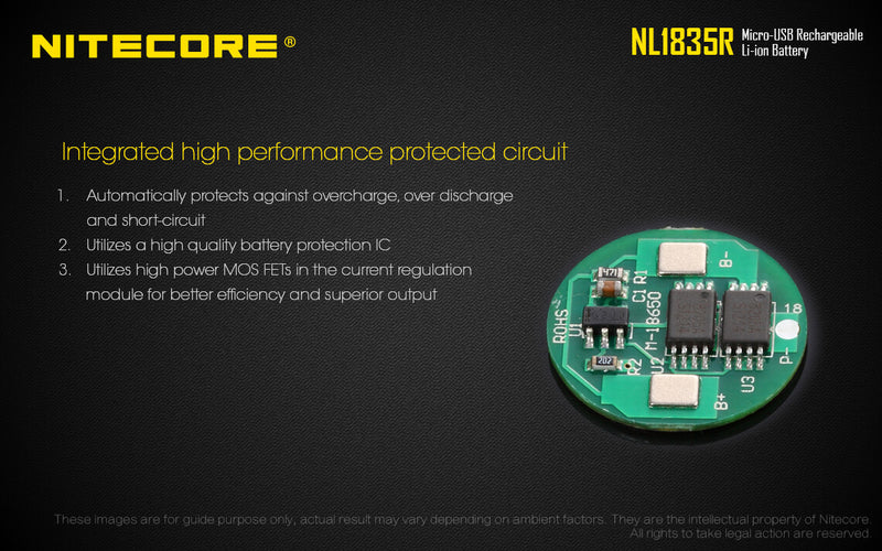 Nitecore  NL1835R 3500mAh Micro USB Rechargeable Li-ion Battery