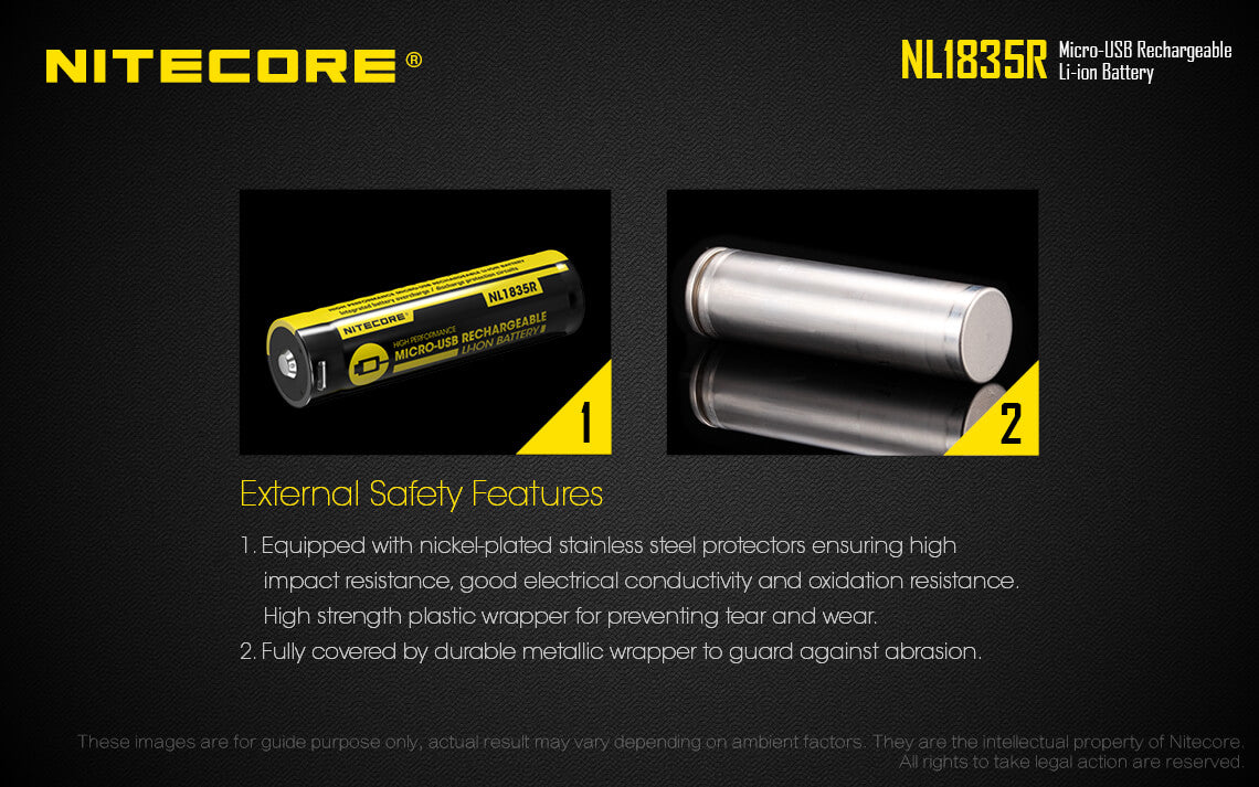Nitecore  NL1835R 3500mAh Micro USB Rechargeable Li-ion Battery