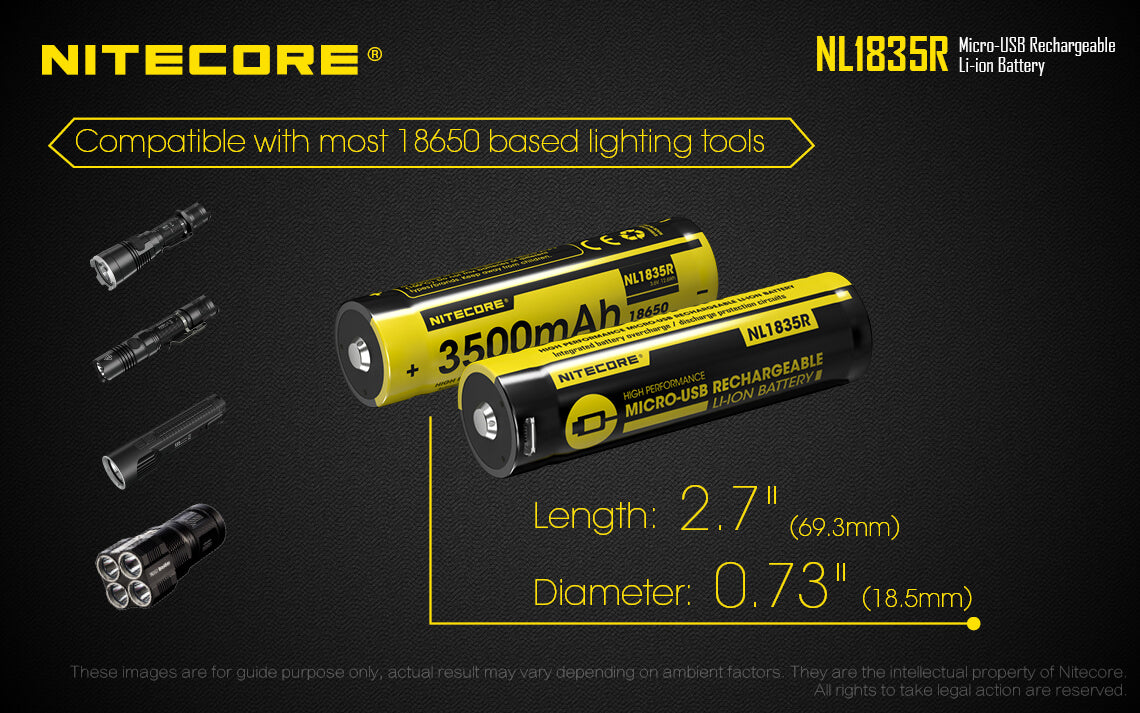 Nitecore  NL1835R 3500mAh Micro USB Rechargeable Li-ion Battery