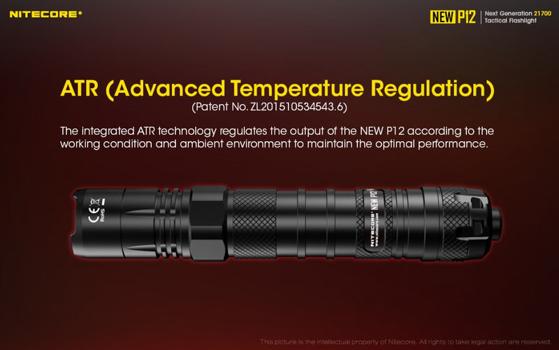 New P12 21700 Tactical Flashlight has Advanced Temperature Regulation
