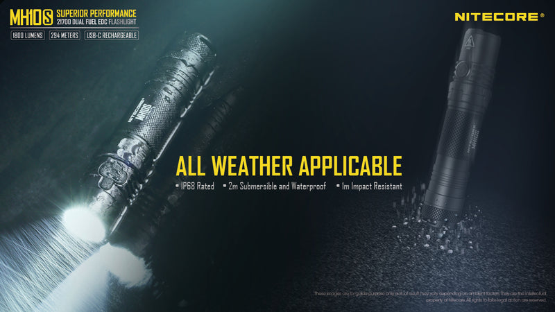 Nitecore MH10S Superior Performace LED Flashlight is All Weather Applicable
