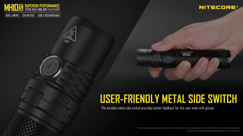 Nitecore MH10S Superior Performace LED Flashlight with User Friendly Metal Side Switch.