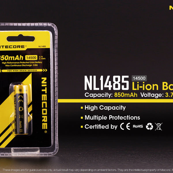 2x 14500 Li-ion Battery 3.7V 14500 2300mAh Rechargeable Batteries Lithium