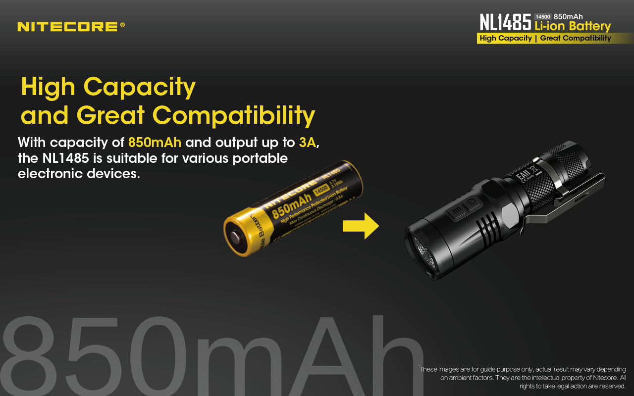 Nitecore Nl1485 Li-ion Battery 850 mah Nl1485 has high capacity and great compatibility