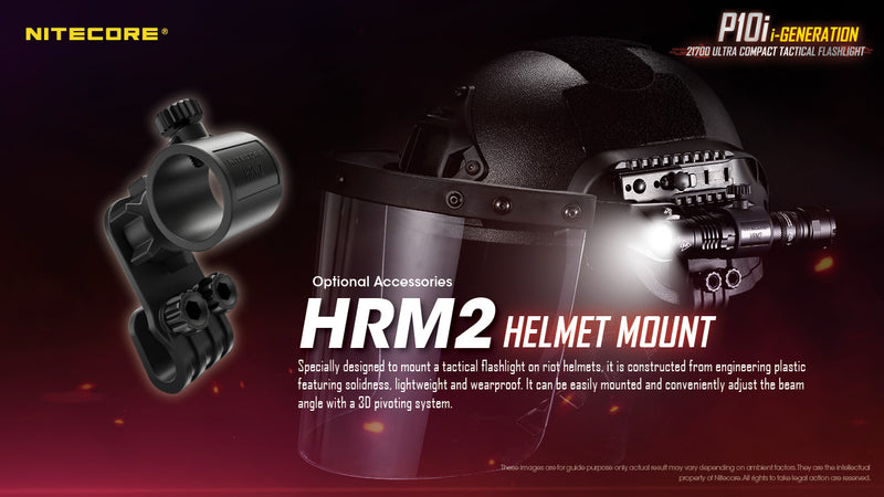 Nitecore P10i i Generation 21700 Ultra Compact Tactical Flashlight with HRM2 Helmet mount