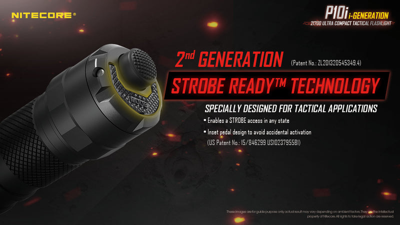 Nitecore P10i i Generation 21700 Ultra Compact Tactical Flashlight with second generation strobe ready technology