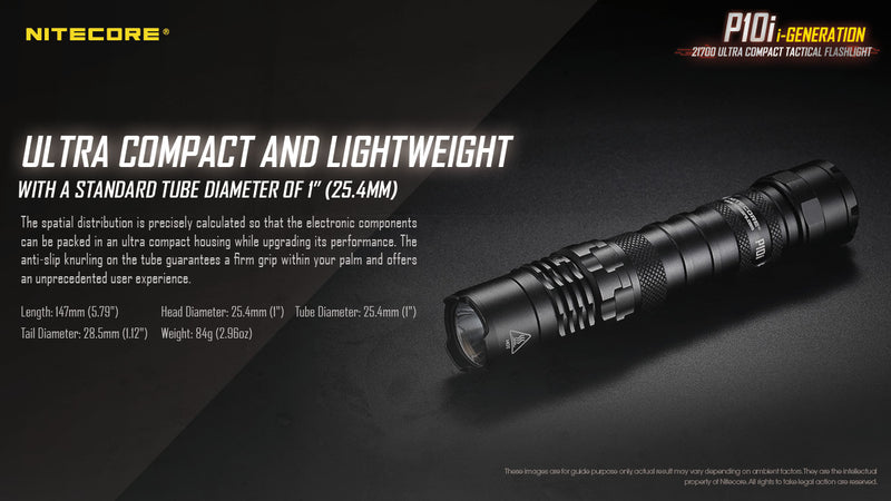 Nitecore P10i i Generation 21700 Ultra Compact Tactical Flashlight with ultra compact and lightweight
