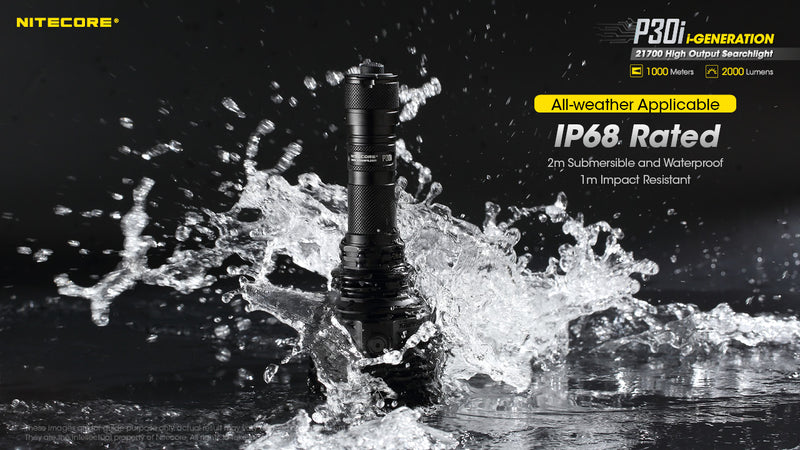 Nitecore P30i iGeneration 21700 High Output Searchlight is IP68 Rated