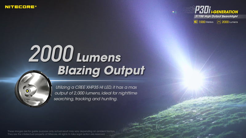Nitecore P30i iGeneration 21700 High Output Searchlight with 2000 lumens Blazing Ouput.