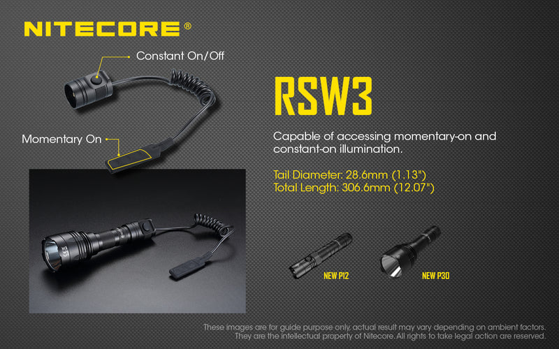 Nitecore RSW3 Remote Pressure Switch for NEW P12, MH12 v2, MH12S tactical and NEW P30 Flashlights