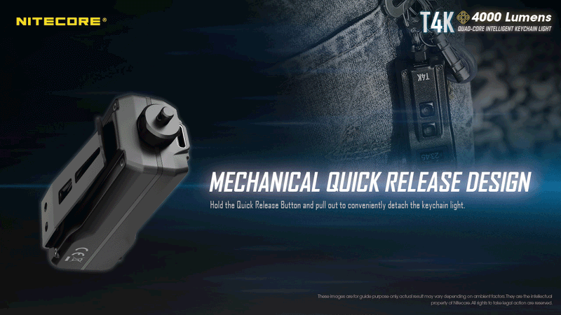 Nitecore T4K Quad Core Intelligent Keychain Light with mechanical quick release design