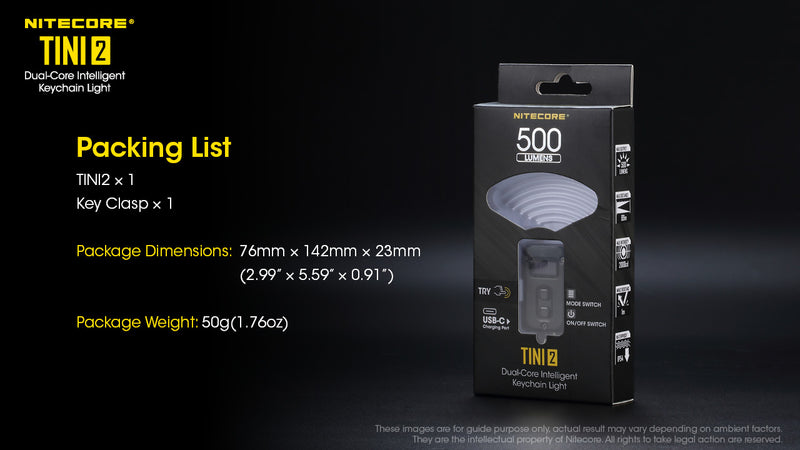 Nitecore TINI2 Keychain light with Packaging 