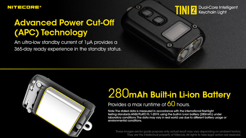 Nitecore TINI2 Keychain light with advanced power cut off 9 APC) Technology