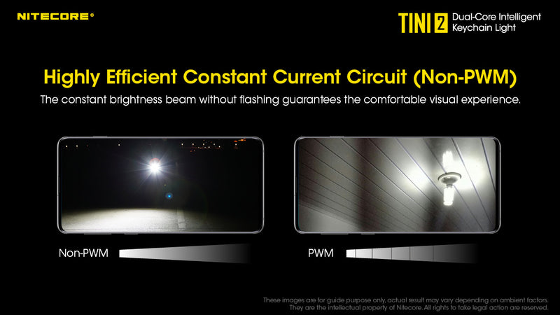 Nitecore TINI2 Keychain light with highly efficient constant current circuit ( Non PWM)