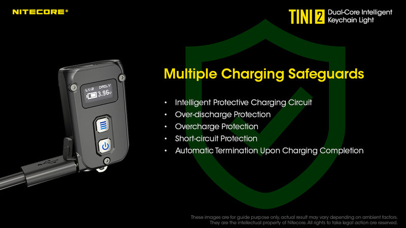 Nitecore TINI2 Keychain light with multiple Charging Safeguards 