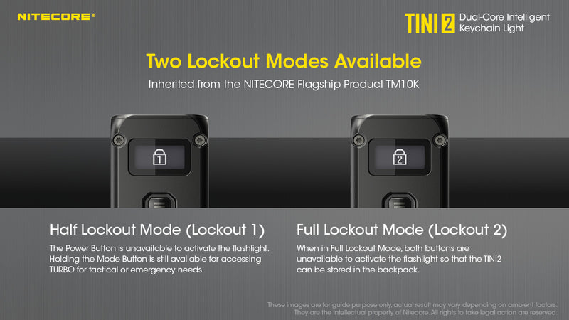Nitecore TINI2 Keychain light with two loclout modes available
