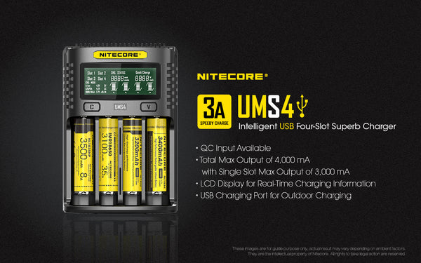 Nitecore UMS4 Intelligent USB Four Slot Superb Charger