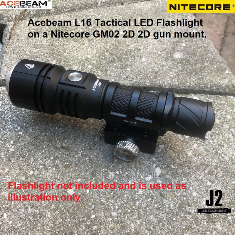 Nitecore GM02 2D 2D gun mount with Acebeam L16 Tactical led flashlight at Nitecore Canada