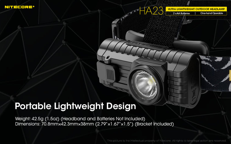 Nitecore HA23 Ultraweight Outdoor Headlamp has a portable lightweight design.