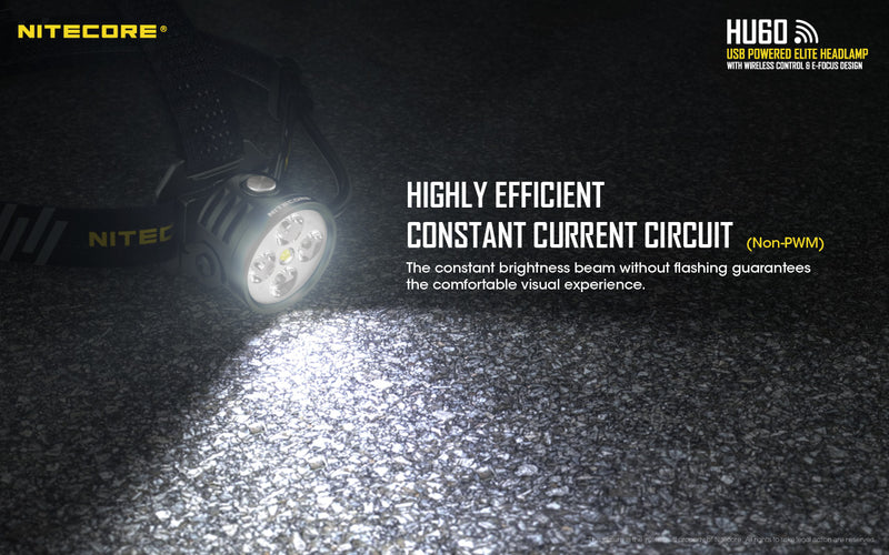 Nitecore HU60 Headlamp has highly efficient constant current circuit