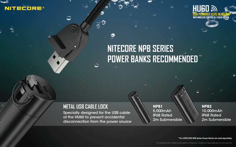Nitecore HU60 Focusable USB Powered Headlamp With Nitecore Power Bank