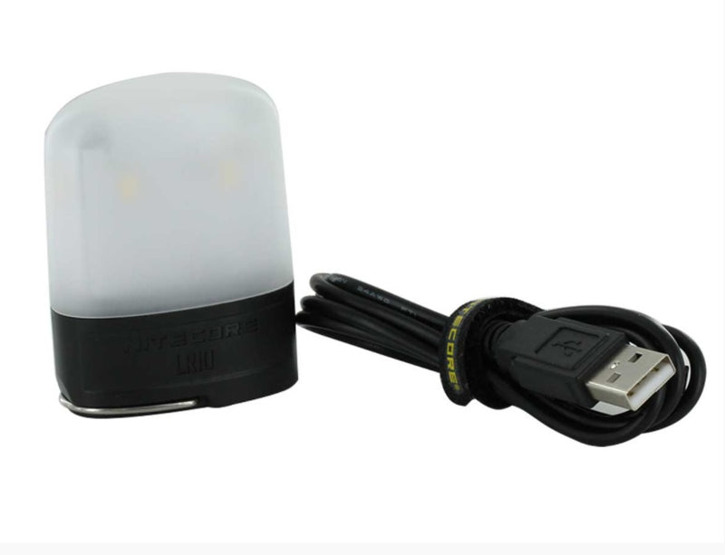 Nitecore LR10 USB Rechargeable Lantern with usb cord.